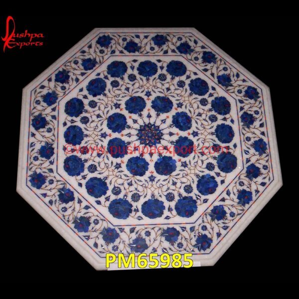 White Marble Blue Flower Pichkari Work Medallion PM65985 white marble inlay table tops,travertine mosaic medallion,taj mahal inlay stones,stone wood inlay,stone inlay work,stone inlay table tops,stone inlay furniture,stone inlay flooring.jpg