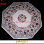 White Marble Artwork Pichkari Table Top