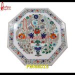 Pichkari Inlay Work On White Marble Table Top