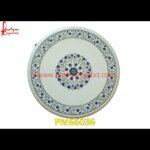 Pichkari Inlay On White Marble Round Table Top