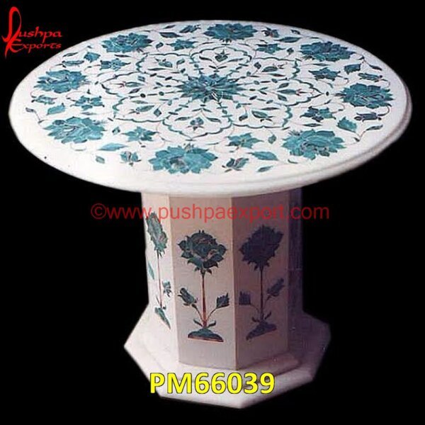 Pichkari Inlay White Marble Table Top And Base PM66039 marble inlay border,marble inlay art,marble foyer medallion,marble floor inlay designs,stone inlay globe,stone for inlay,pietre dure,pietra dura table,pietra dura,marble medallions.jpg