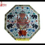 Lord Ganesha Inlay On Natural Marble Medallion