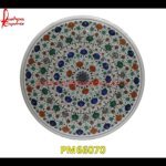 Pichkari Of Flower On White Marble Circular Table Top