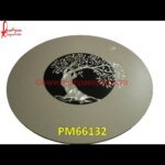 Round White Marble Modern Table Top With Pichkari Work