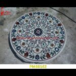 Round White Marble Medallion With Pichkari