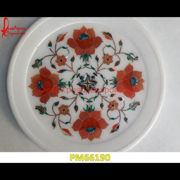 Dish Of White Marble With Red Flower Pichkari Work PM66190 marble inlay,marble floor medallions,brass inlay marble tile,white marble inlay table tops,travertine mosaic medallion,taj mahal inlay stones,stone wood inlay,stone inlay work,ston.jpg