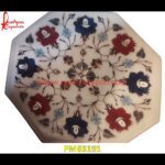 Pichkari Work Polygonal Shape White Marble Medallion