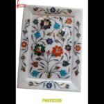 Pichkari Work Tray Of White Marble