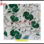 Malachite Inlay White Marble Floor Tile