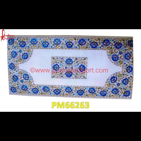 Flower Of Lapis Stone Pichkari On White Marble Table Top PM66263 taj mahal inlay stones,stone wood inlay,stone inlay work,stone inlay table tops,stone inlay furniture,stone inlay flooring,stone inlay coffee table,stone inlay art,stone floor inla.jpg