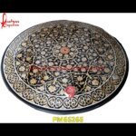 Round Black Marble Table Top With Stone Pichkari Work