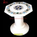 Pichkari Artwork On White Marble Table Top With Base