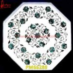 Malachite Inlay White Marble Table Top And Base