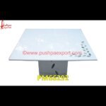 White Marble Table Top And Base With Pichkari Work