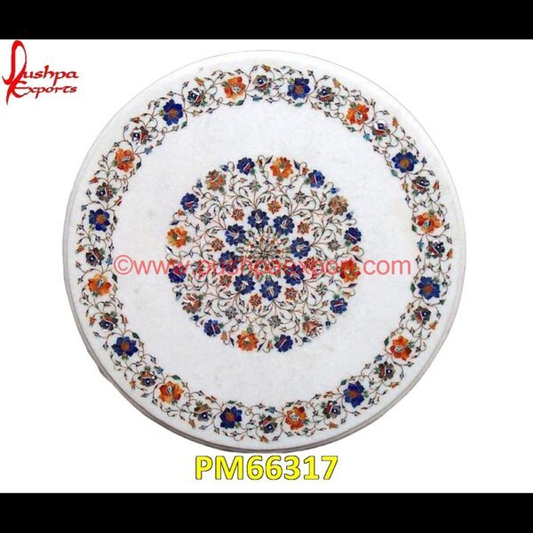 Pichkari Work On Marble Table Top PM66317 pietra dura for sale,pietra dura dining table,pietra dura cabinet,pietra dura box,pietra dura art,mughal pietra dura,mosaic marble medallions,metal inlay in stone,medallion marble.jpg