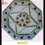 White Marble Table Top With Pachakari Work