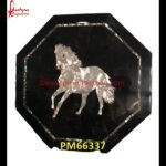 Horse Design MOP On Black Marble Table Top