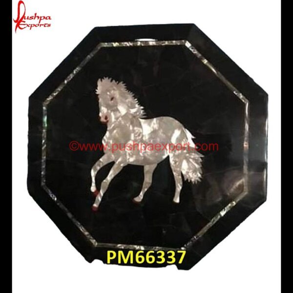 Horse Design MOP On Black Marble Table Top PM66337 marble inlay medallion,marble inlay handicrafts,marble inlay furniture,marble inlay flooring italy,marble inlay floor,marble inlay elephant,marble inlay dining table,marble inlay d.jpg