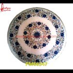 Lapiz Lazuli Inlay White Marble Stone Table Top