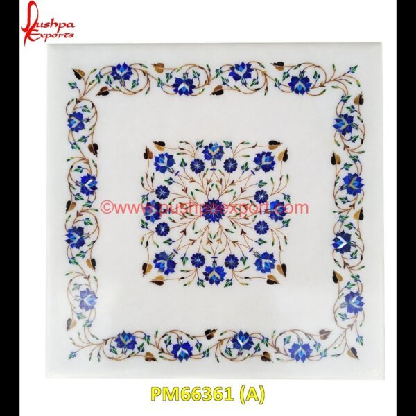 White Marble Table Top With Semi Precious Stone Inlay Work PM66361 (A) marble floor medallions,brass inlay marble tile,white marble inlay table tops,travertine mosaic medallion,taj mahal inlay stones,stone wood inlay,stone inlay work,stone inlay table.jpg