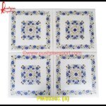 White Marble Table Top With Semi Precious Stone Inlay Work