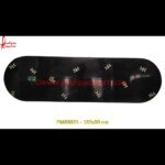 Oval Shaped Black Marble Table Top With MOP Motif Inlay