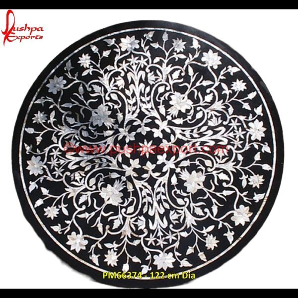 Black Marble Round Table Top With MOP Pichkari PM66374 - 122 cm Dia pietra dura for sale,pietra dura dining table,pietra dura cabinet,pietra dura box,pietra dura art,mughal pietra dura,stone inlay globe,stone for inlay,pietre dure,pietra dura table.jpg