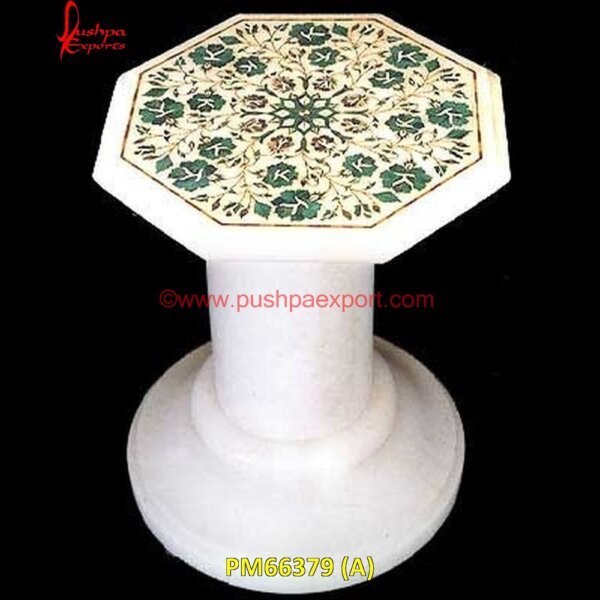 Malachite Stone Inlay White Marble Table Top And Base PM66379 (A) pietre dure,pietra dura table,pietra dura,marble medallions,marble inlay tables,marble inlay,marble floor medallions,brass inlay marble tile,white marble inlay table tops,travertin.jpg