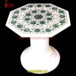 Malachite Stone Pichkari White Marble Table Top And Base