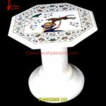 Pichkari White Marble Table Top With Base