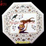 Pichkari White Marble Table Top With Base