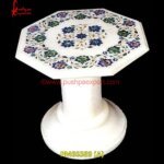 Lapis Lazuli Pichkari White Marble Table Top And Base