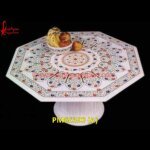 Mughal Art Pichkari White Marble Table Top With Base