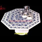 Lapiz Lazuli Pichkari White Marble Table Top With Base