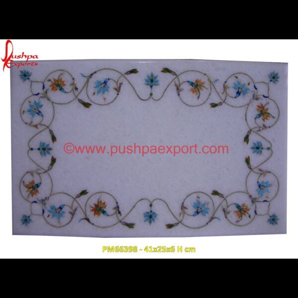 White Marble Table Top With Pichkari Artwork PM66398 - 41x25x6 H cm medallion marble floor decor,marble tile medallions,marble mosaic medallion,marble medallion floor tile,marble inlay work taj mahal,marble inlay work in jaipur,marble inlay work ag.jpg