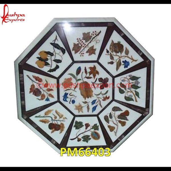 Octagonal Shaped Inlay Work Table Top PM66403 stone inlay globe,stone for inlay,pietre dure,pietra dura table,pietra dura,marble medallions,marble inlay tables,marble inlay,marble floor medallions,brass inlay marble tile,white.jpg