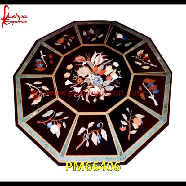 Decagonal Shaped Pietra Dura Marble Table Top PM66406 pietra dura table,pietra dura,marble medallions,marble inlay tables,marble inlay,marble floor medallions,brass inlay marble tile,white marble inlay table tops,travertine mosaic med.jpg