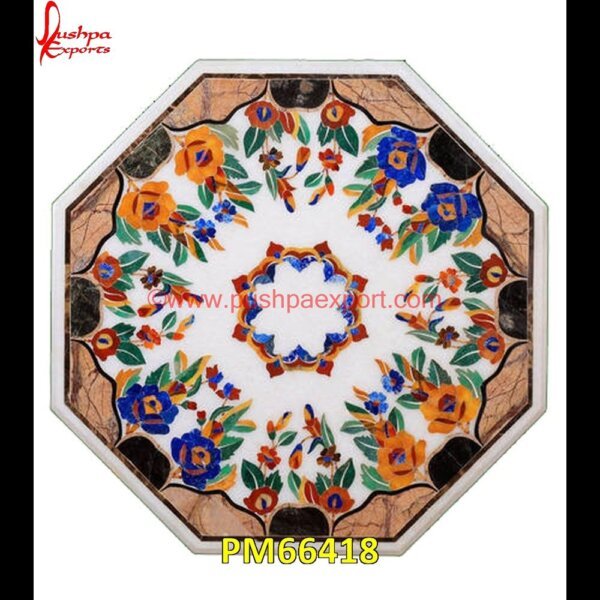 Marble Table Top With Flower Inlay Work PM66418 stone inlay table tops,stone inlay furniture,stone inlay flooring,stone inlay coffee table,stone inlay art,stone floor inlays,pietra dura technique,pietra dura taj mahal,pietra dur.jpg