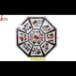 White Marble Flower Inlay Table Top