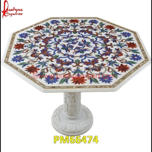 Red And Blue Flower Inlay White Marble Table Top PM66474 pietra dura table,pietra dura,marble medallions,marble inlay tables,marble inlay,marble floor medallions,brass inlay marble tile,white marble inlay table tops,travertine mosaic med.jpg