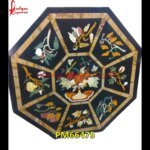 Traditional Design Inlay Black Marble Polygonal Shape Table Top