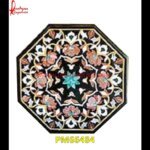 Black Marble Table Top With Flower Inlay Work