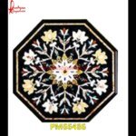 Inlaid Black Marble Polygonal Shape Medallion