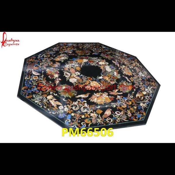 Flower Mosaic Black Marble Stone Table Top PM66506 mughal pietra dura,stone inlay globe,stone for inlay,pietre dure,pietra dura table,pietra dura,marble medallions,marble inlay tables,marble inlay,marble floor medallions,brass inla.jpg