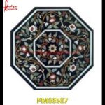 Pietre Dure Work Black Marble Polygonal Table Top