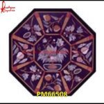 Black Marble Polygonal Shape Table Top With Pietre Dure Work