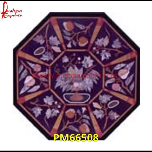 Black Marble Polygonal Shape Table Top With Pietre Dure Work PM66508 stone for inlay,pietre dure,pietra dura table,pietra dura,marble medallions,marble inlay tables,marble inlay,marble floor medallions,brass inlay marble tile,white marble inlay tabl.jpg