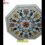 Pietre Dure Work White Marble Table Top