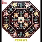 Flower Inlay Black Marble Polygonal Table Top