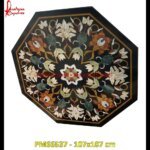 Handmade Inlay Work Black Marble Polygonal Table Top